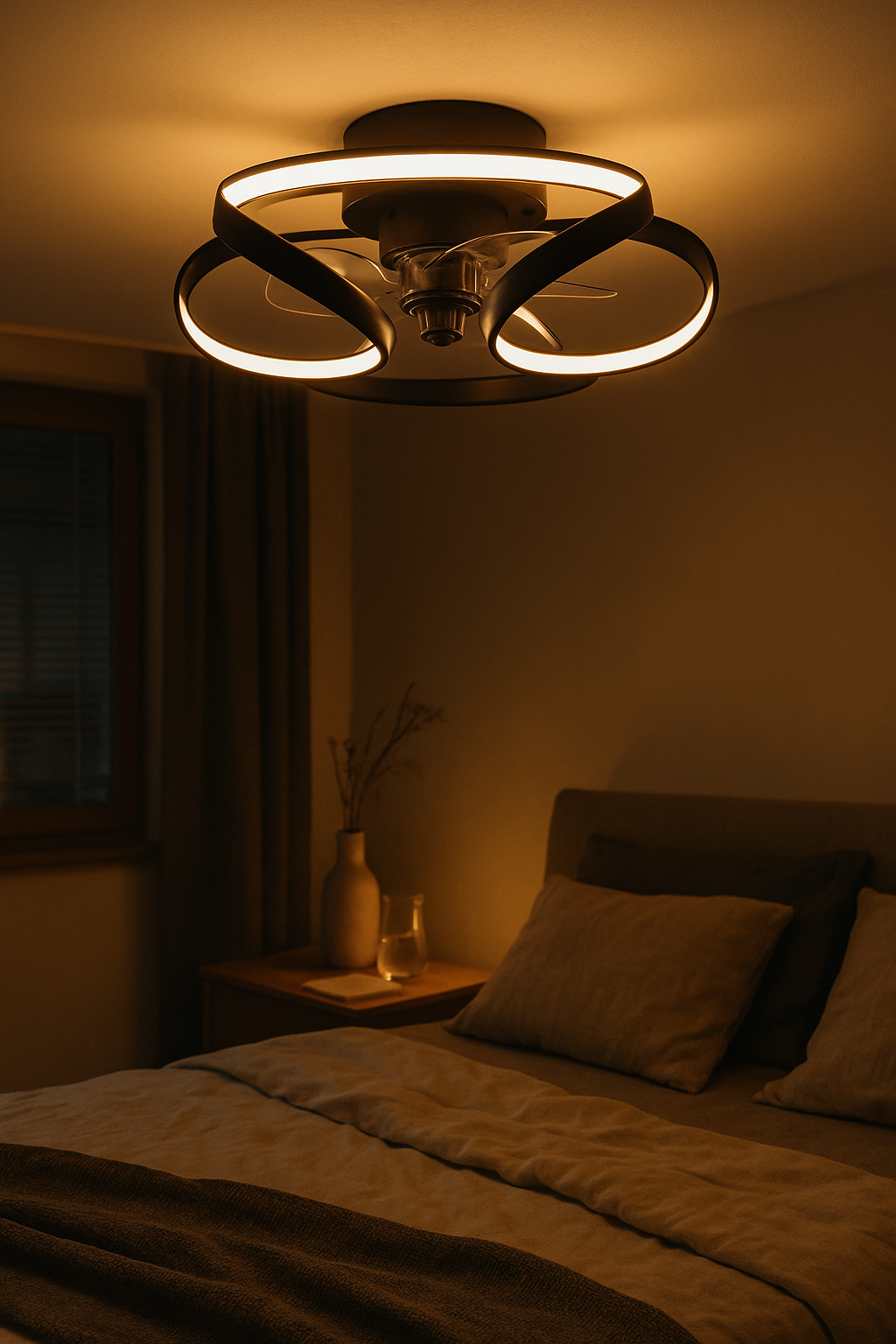 Ceiling Light Fan Combo Living Room | LED Rings