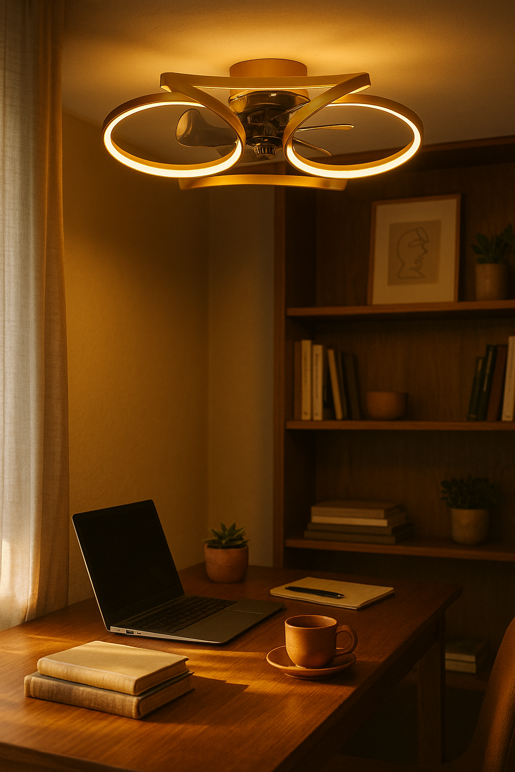 Ceiling Light Fan Combo Living Room | LED Rings
