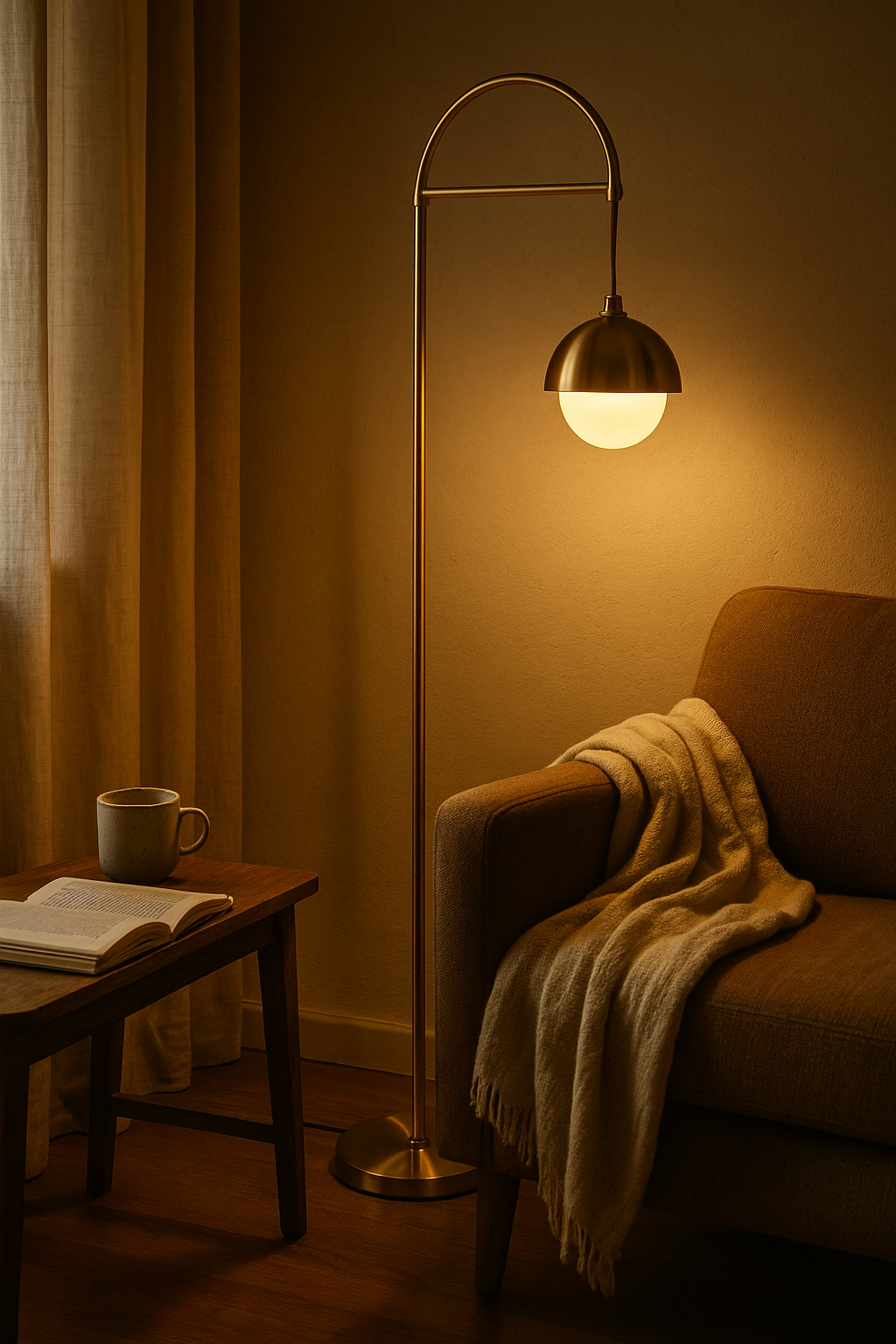 Floor Lamp Arc Brass Living Room | Globe Shade