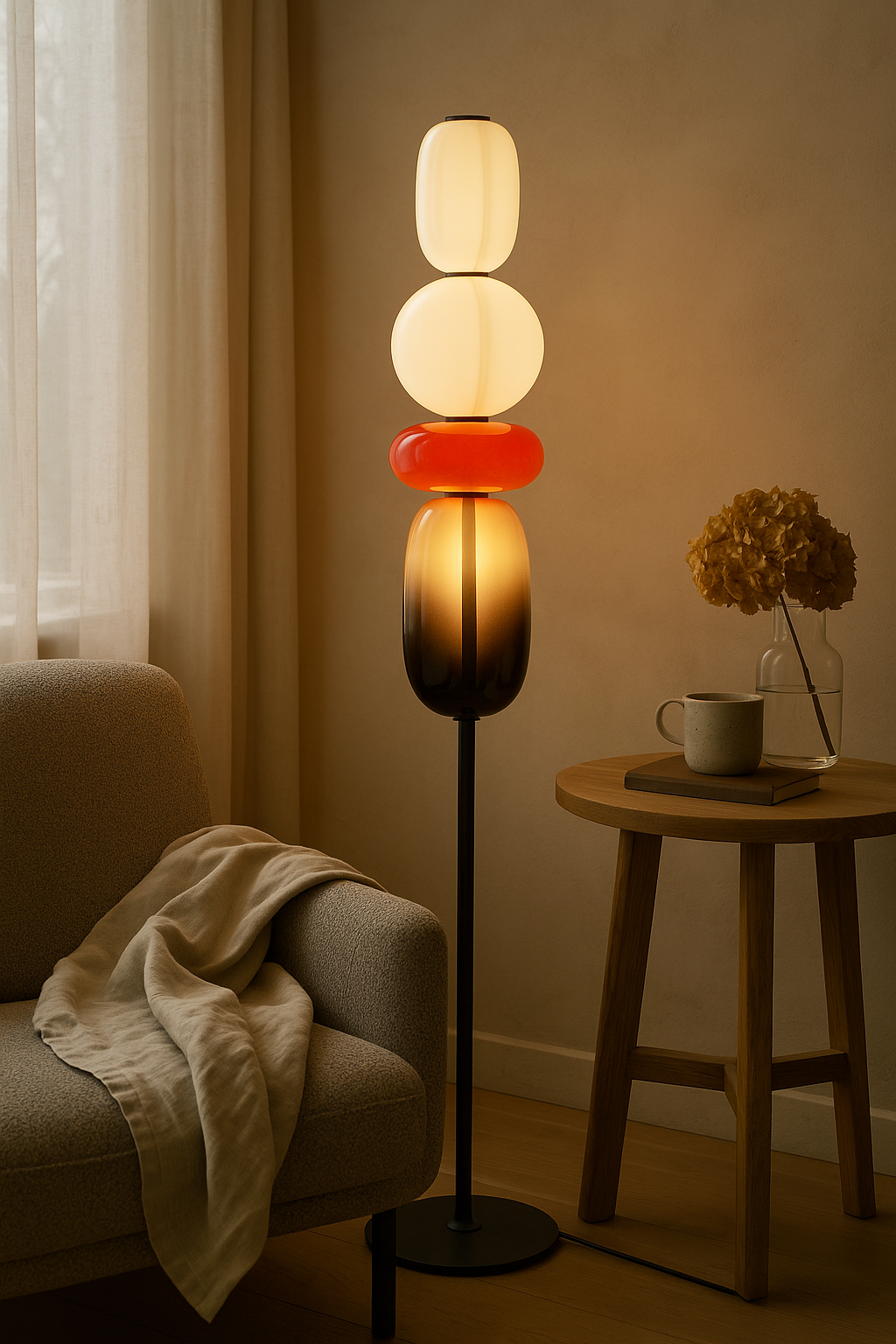 Floor Lamp Stacked Glass Living Room | Sculptural