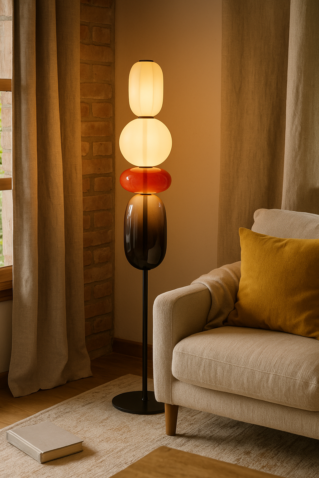 Floor Lamp Stacked Glass Living Room | Sculptural
