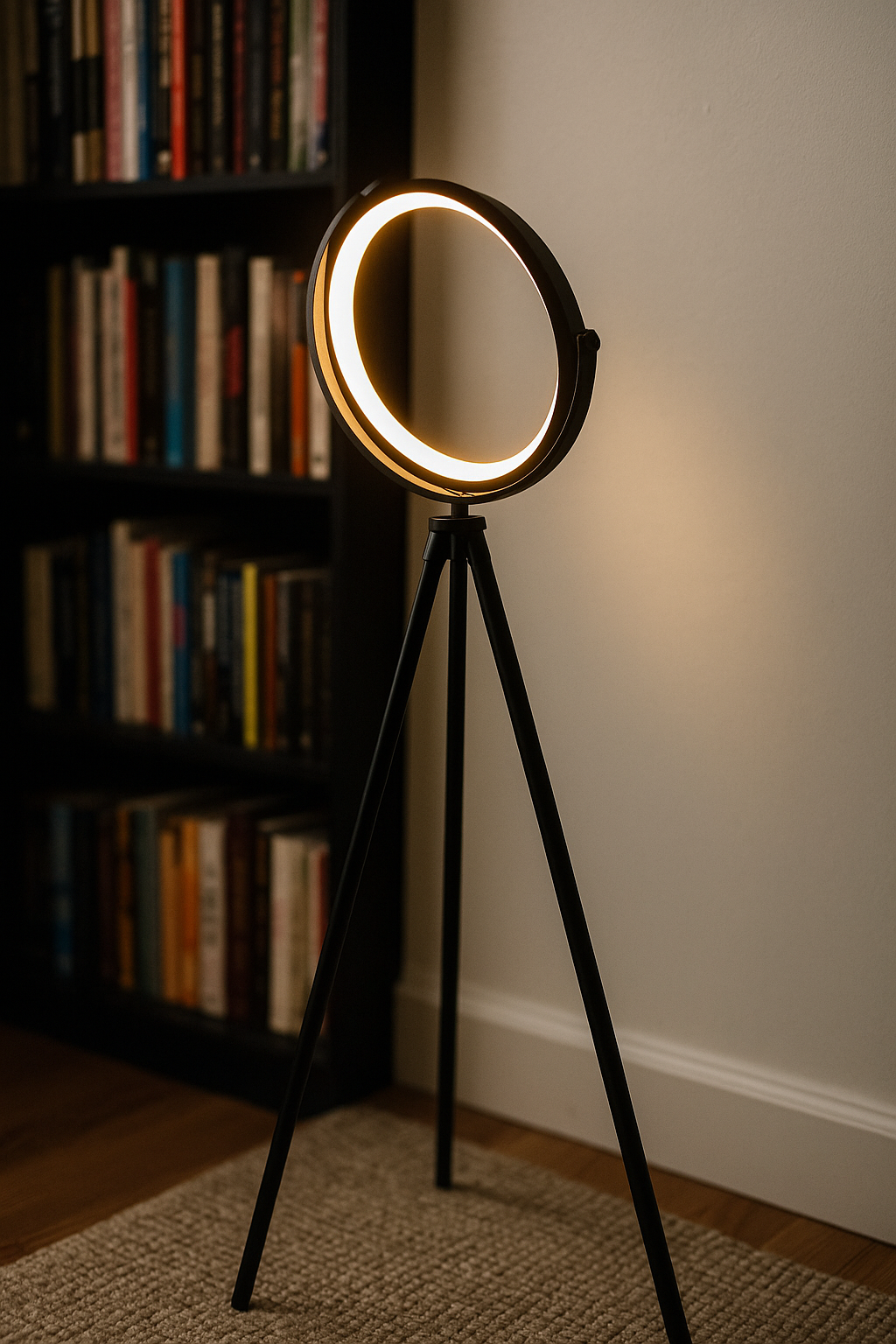 Floor Lamp Tripod LED Living Room | Ring Shade