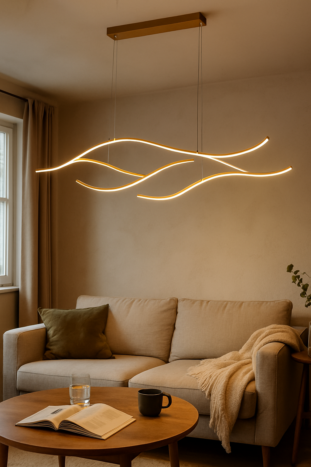 Pendant Light Wave Design Living Room | LED Curves