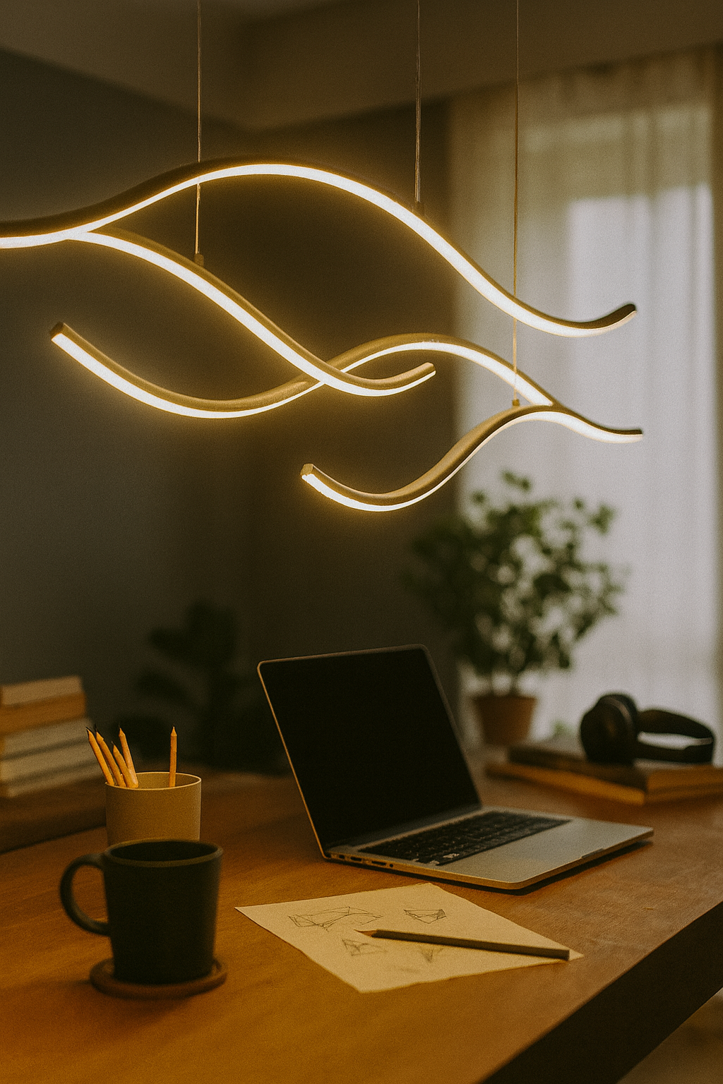 Pendant Light Wave Design Living Room | LED Curves