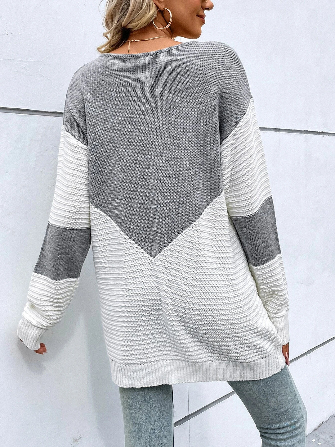 Aria | Oversized Contrast Knitted Jumper