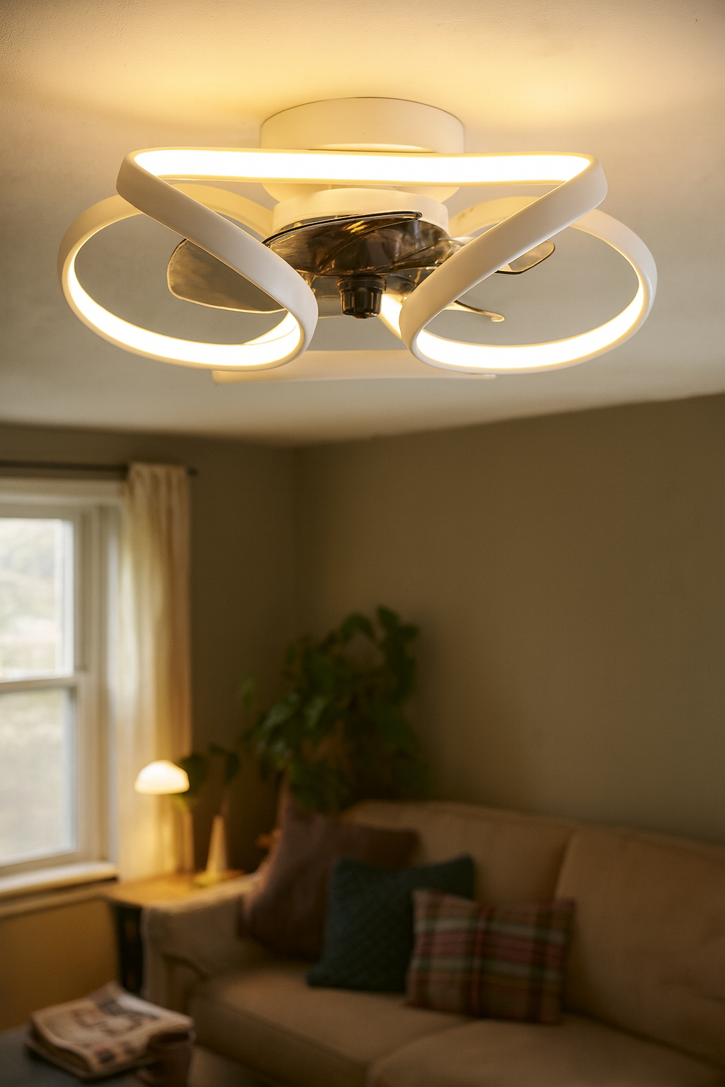 Ceiling Light Fan Combo Living Room | LED Rings
