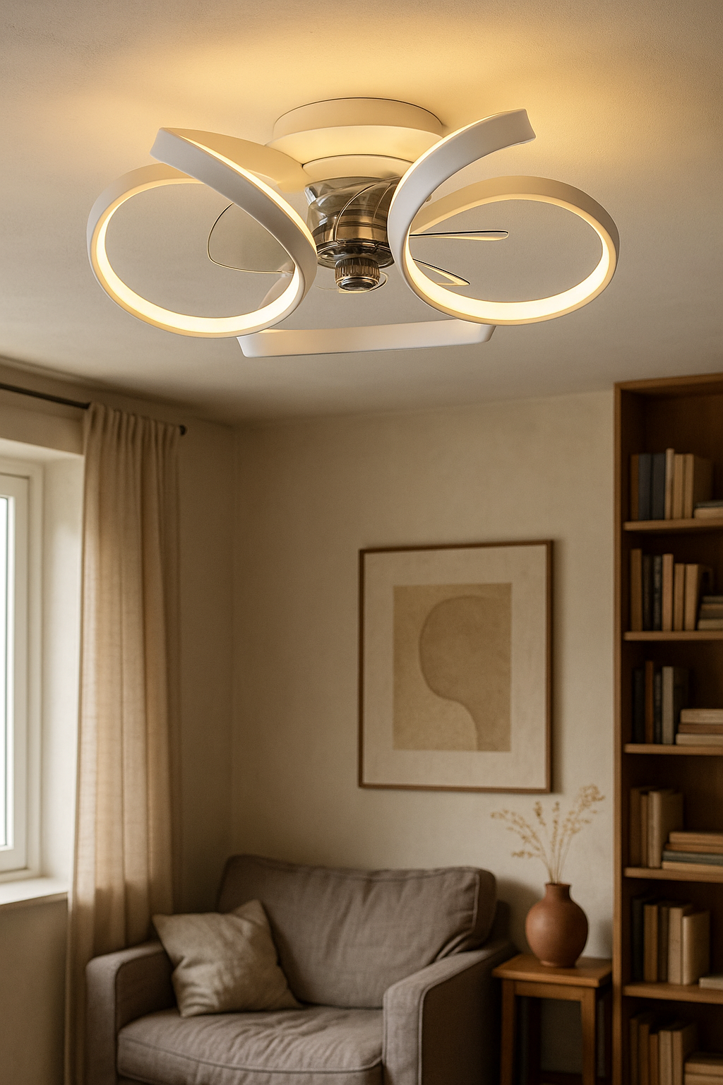 Ceiling Light Fan Combo Living Room | LED Rings