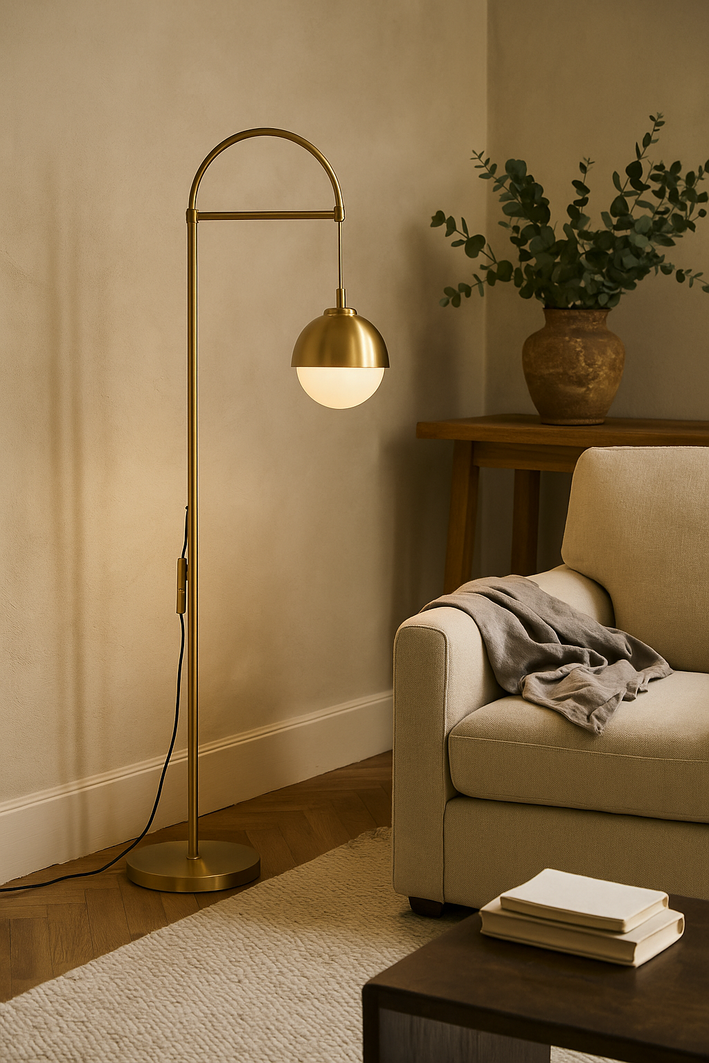 Floor Lamp Arc Brass Living Room | Globe Shade