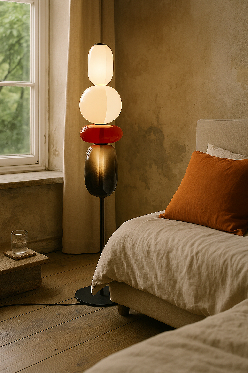 Floor Lamp Stacked Glass Living Room | Sculptural