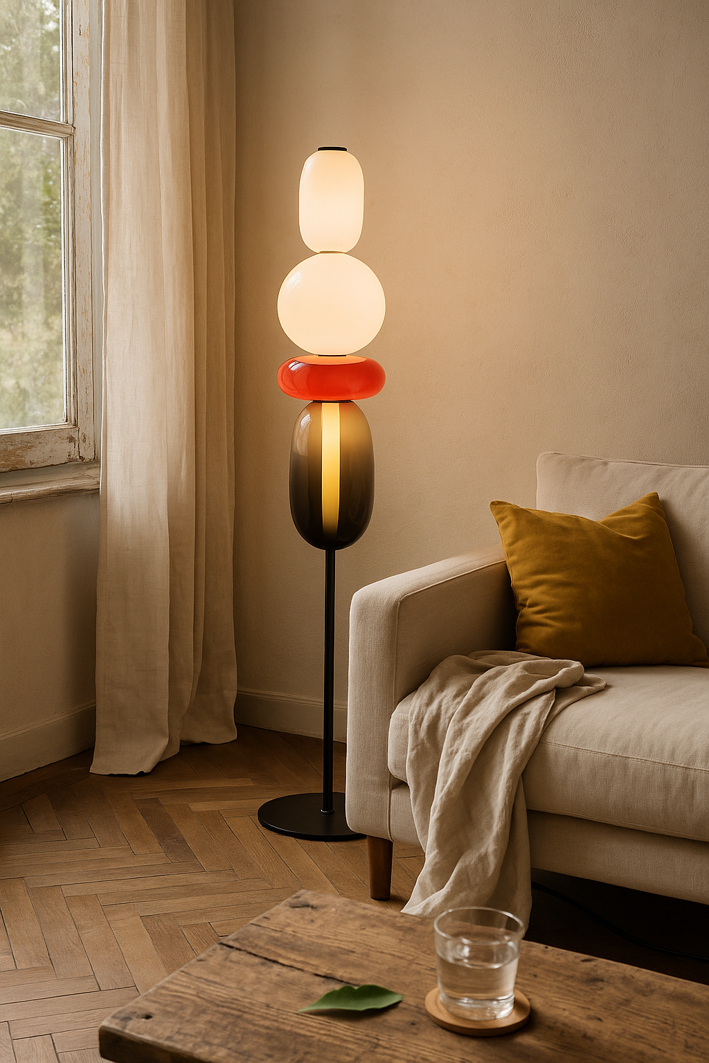 Floor Lamp Stacked Glass Living Room | Sculptural