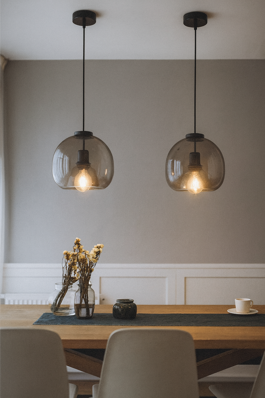 Pendant Light Glass Globe Kitchen | Smoke Grey
