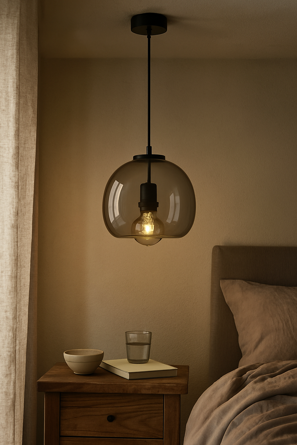Pendant Light Glass Globe Kitchen | Smoke Grey